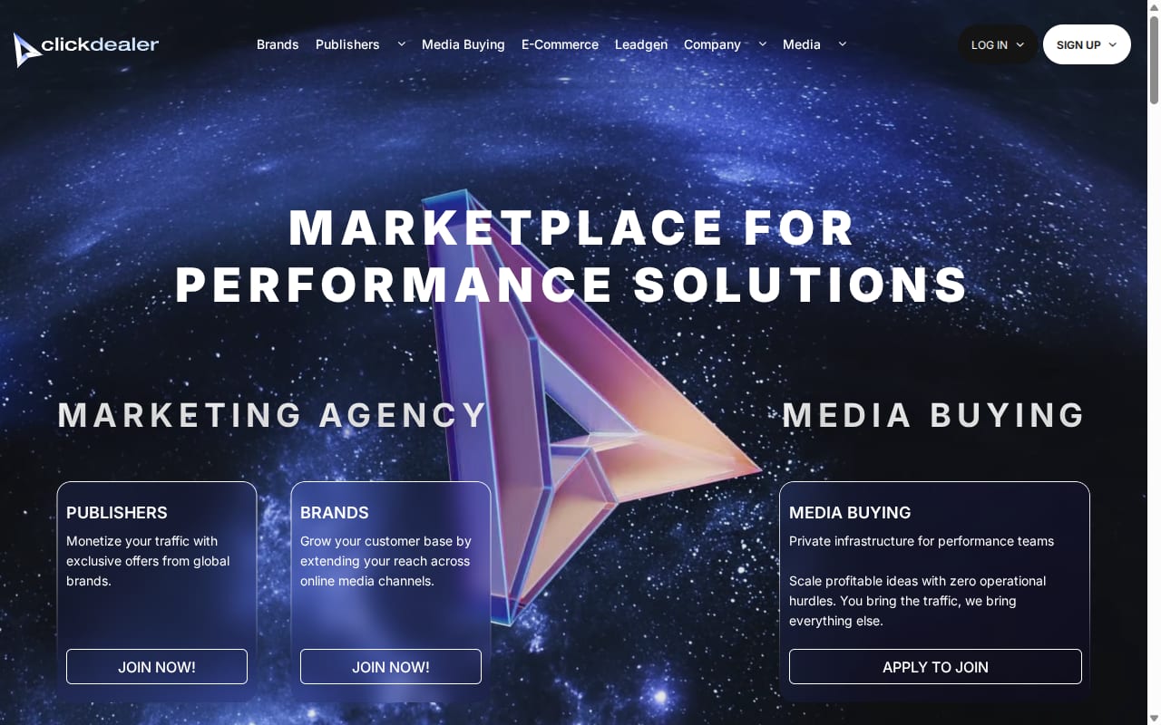 ClickDealer website screenshot