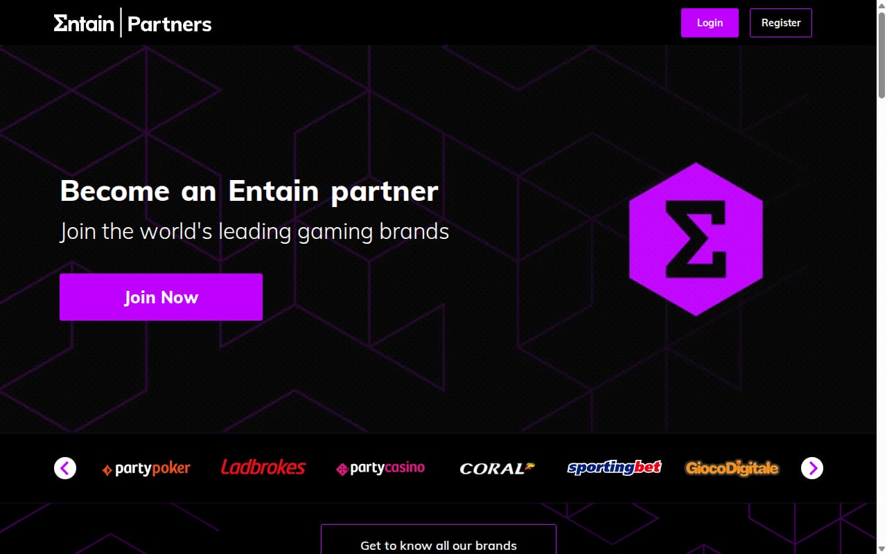 Entain Partners website screenshot