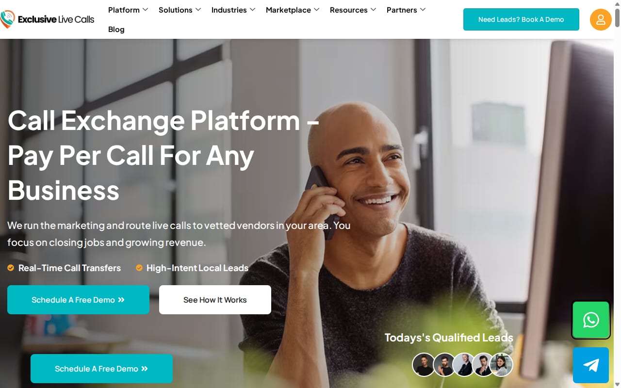 Exclusive Live Calls website screenshot