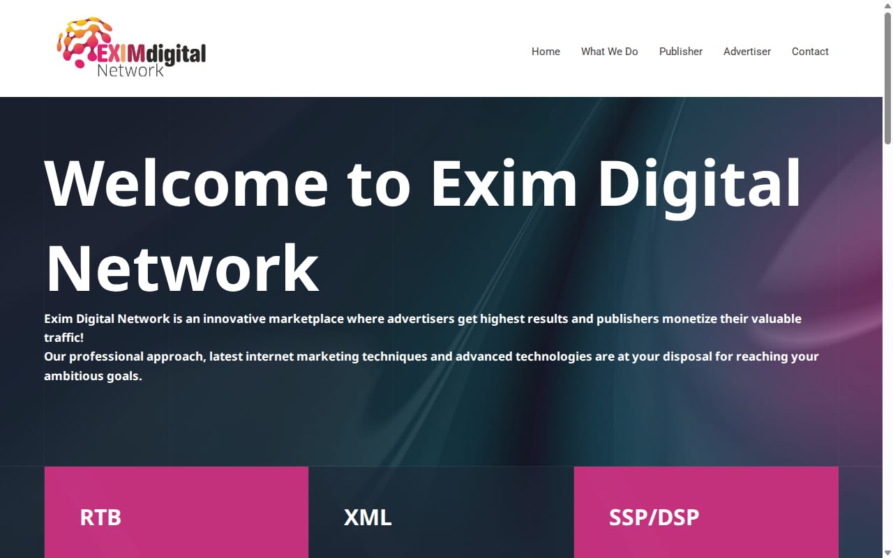 Exim Digital Network website screenshot