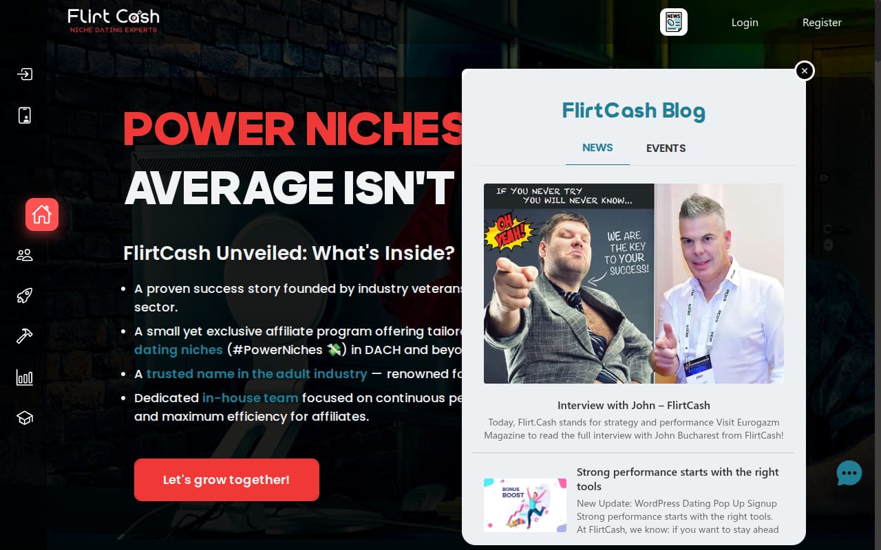 FlirtCash website screenshot