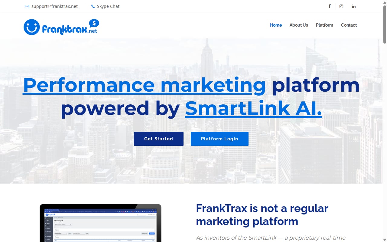 Franktrax website screenshot
