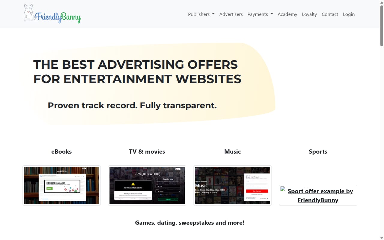 FriendlyBunny website screenshot