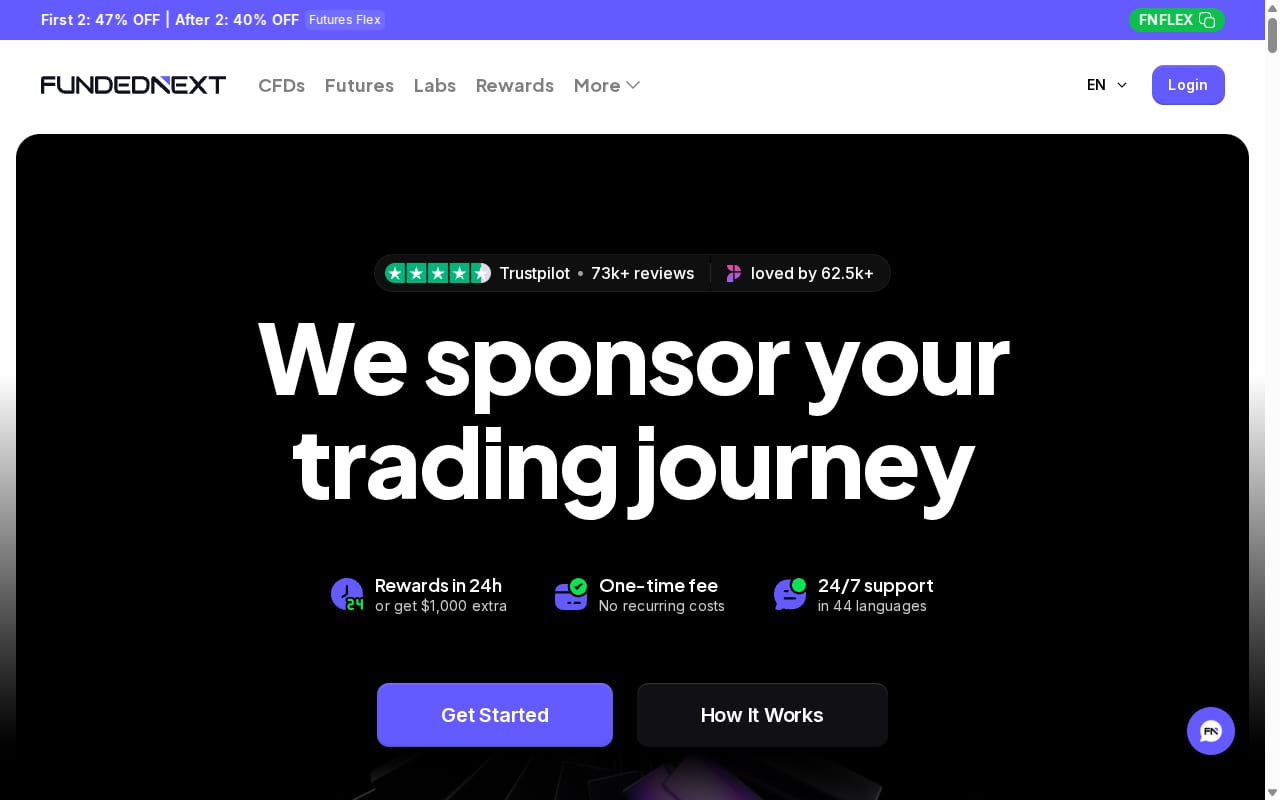 FundedNext Partners website screenshot