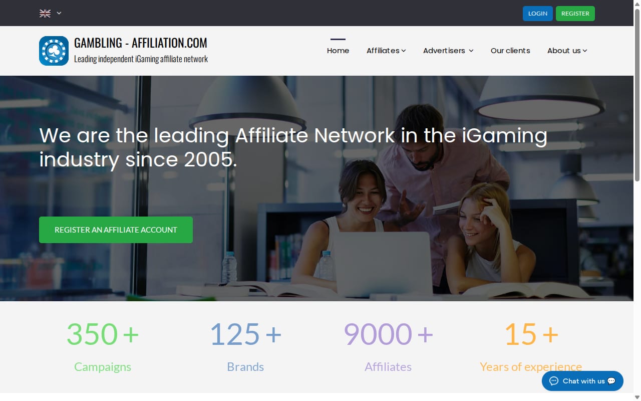 Gambling Affiliation website screenshot