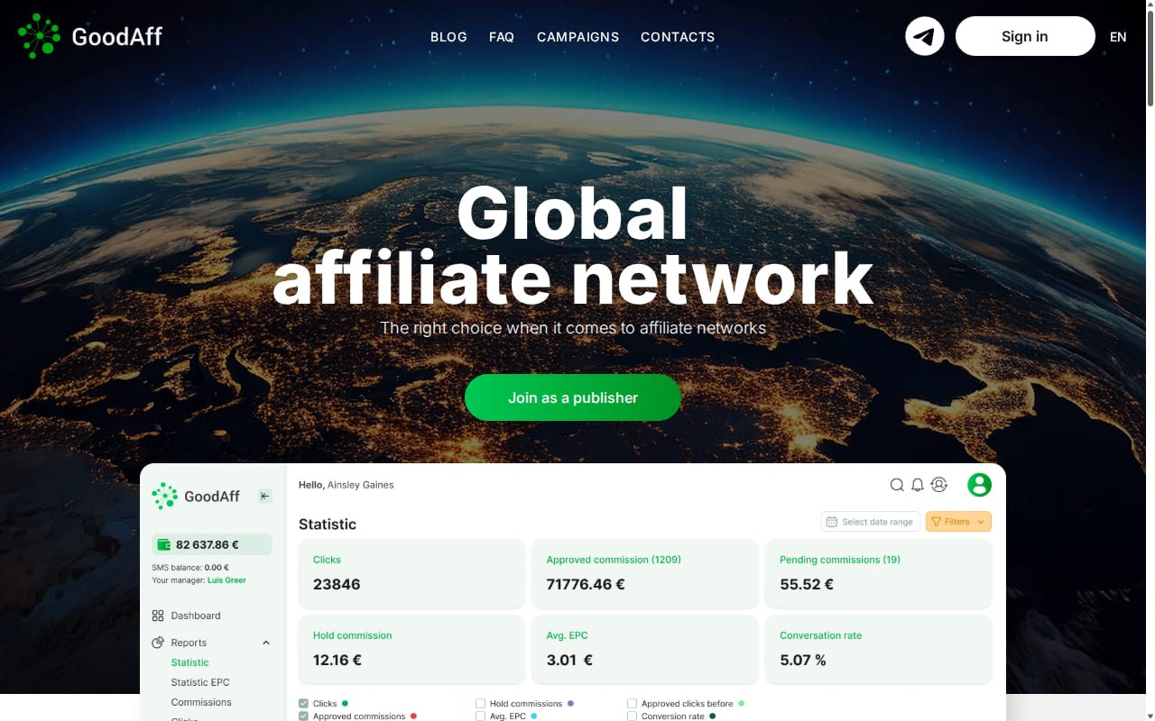 GoodAff website screenshot