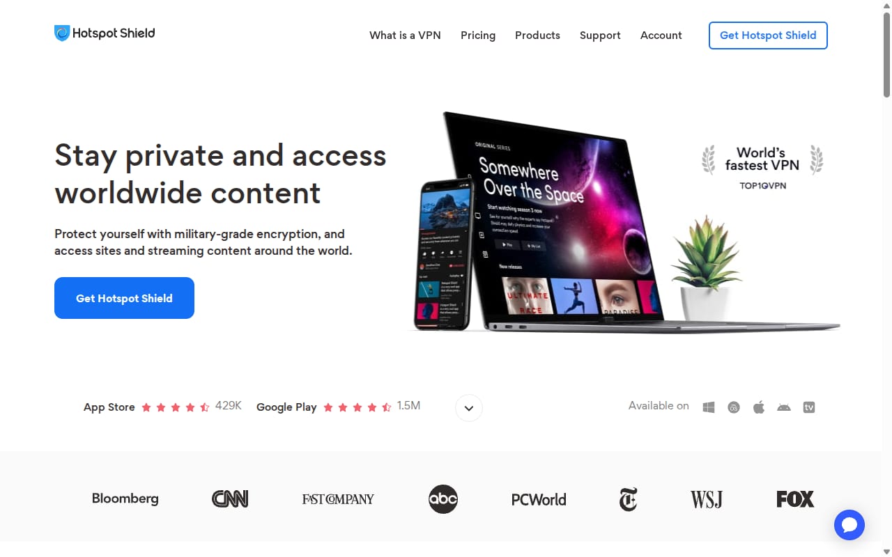Hotspot Shield VPN Affiliate Program website screenshot