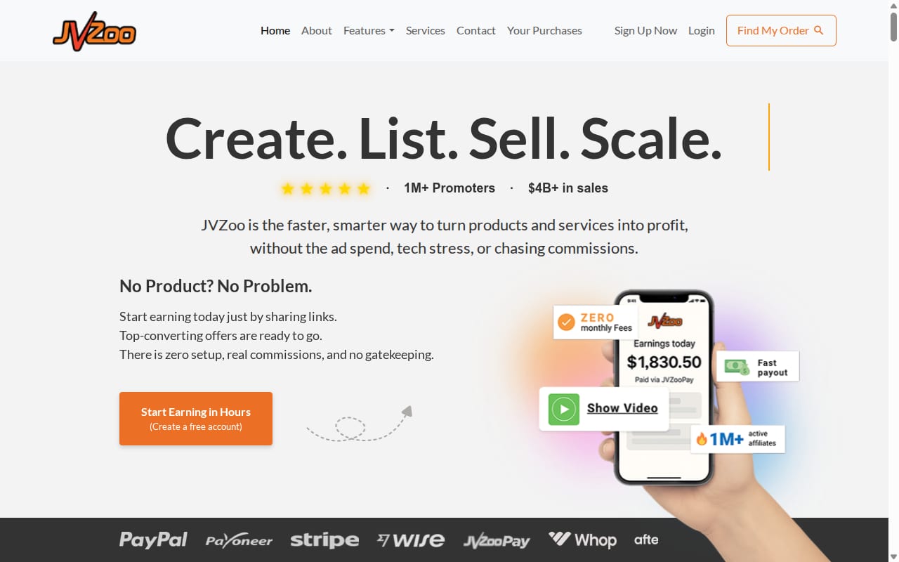 JVZoo website screenshot