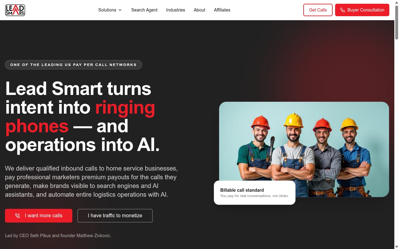 Lead Smart website screenshot