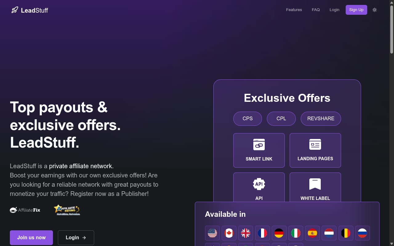 LeadStuff website screenshot