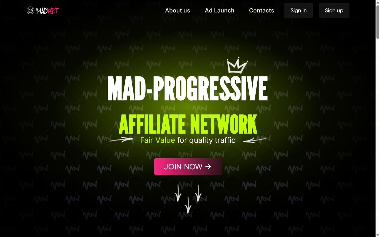 MadNet website screenshot