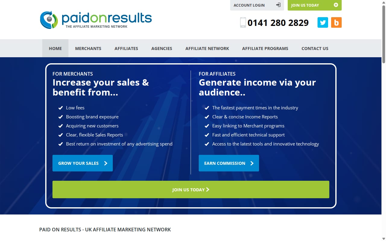Paid On Results website screenshot