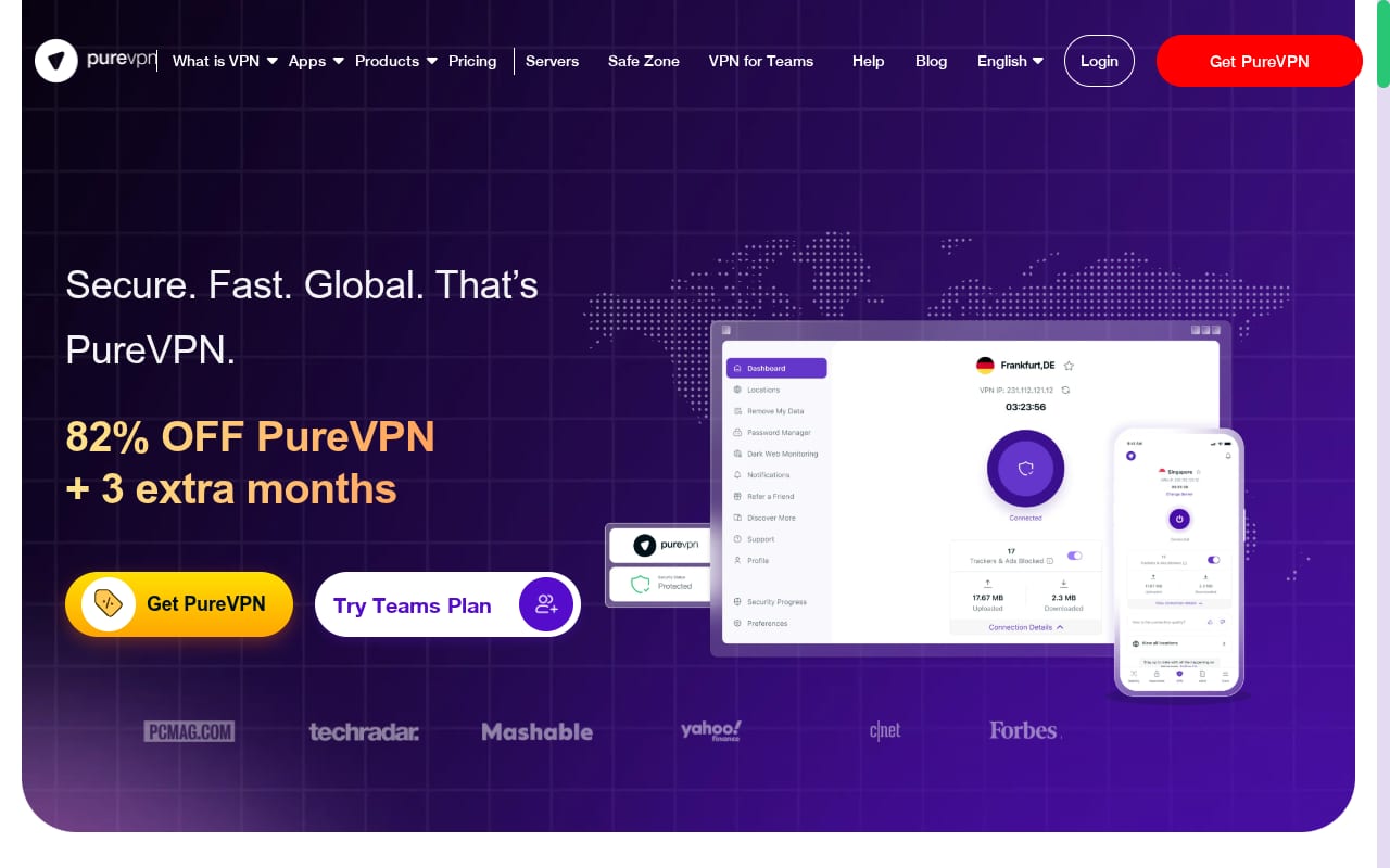 PureVPN Affiliate Program website screenshot