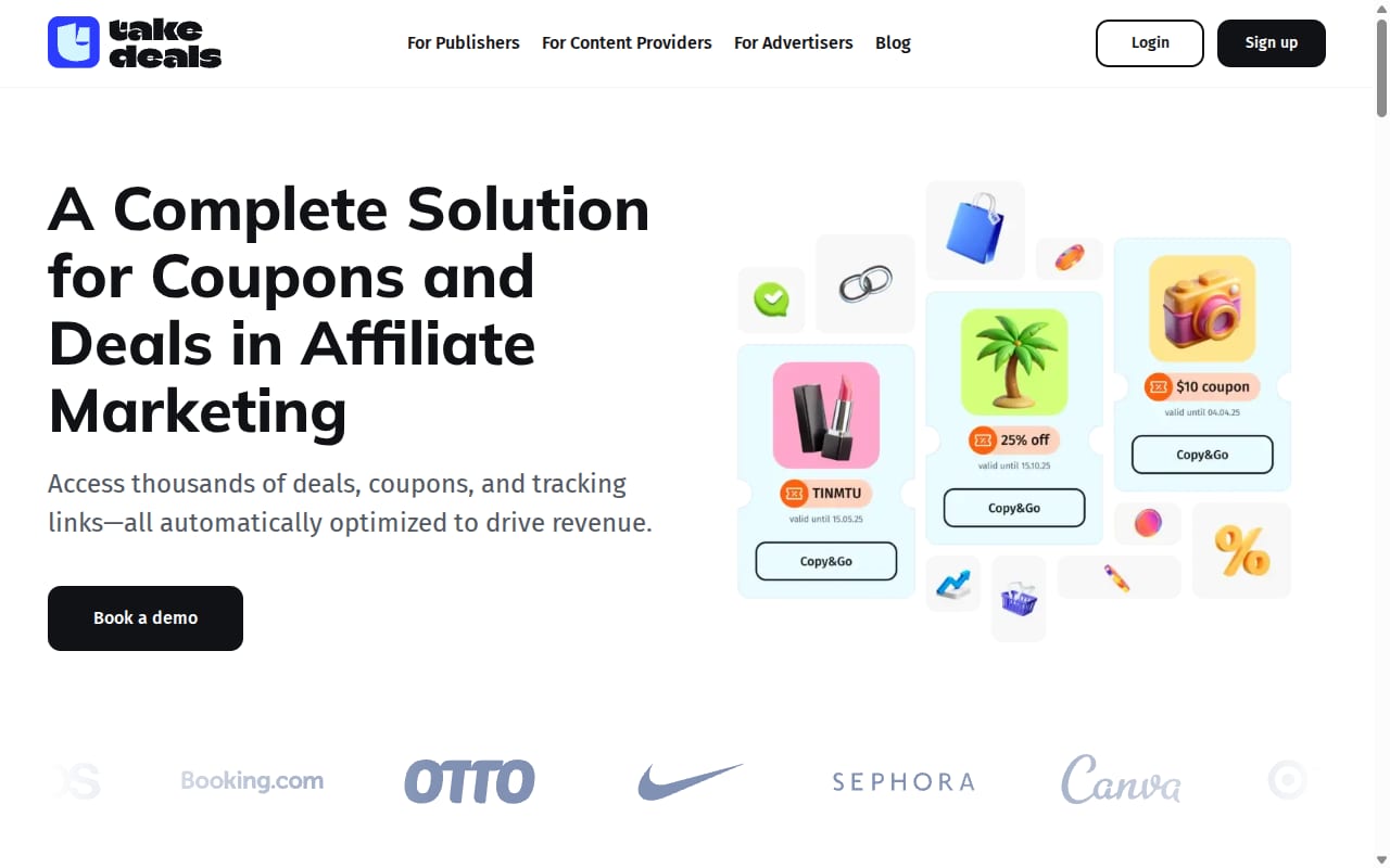 Takedeals website screenshot