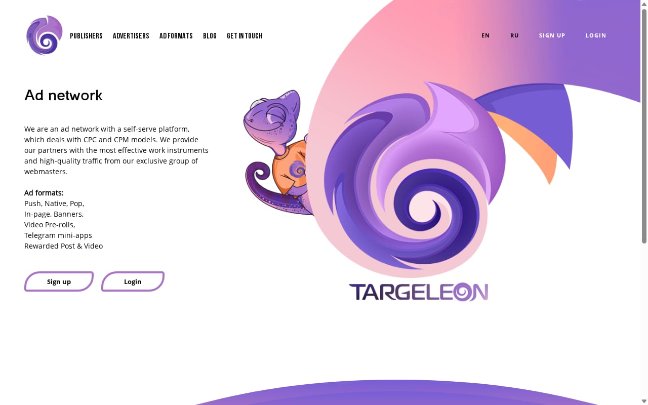 Targeleon website screenshot