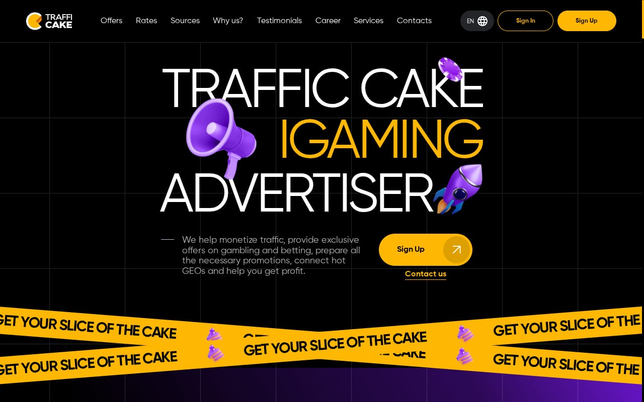 Traffic Сake website screenshot