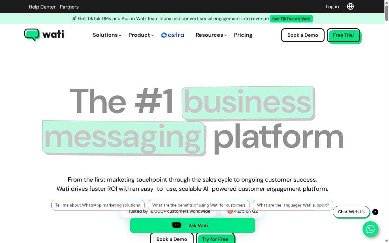Wati Affiliate Program website screenshot