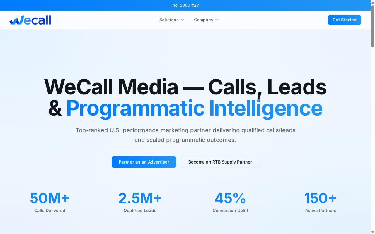WeCall website screenshot