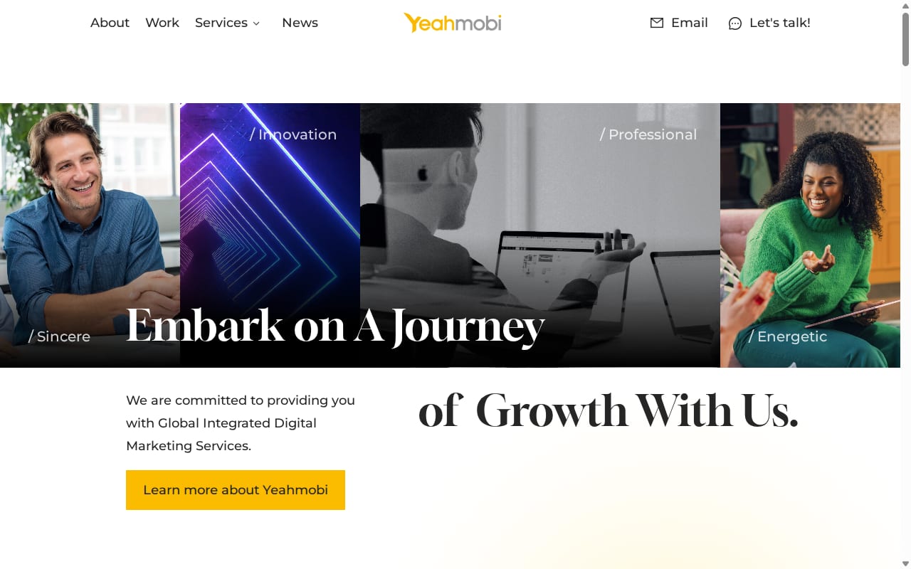 Yeahmobi website screenshot