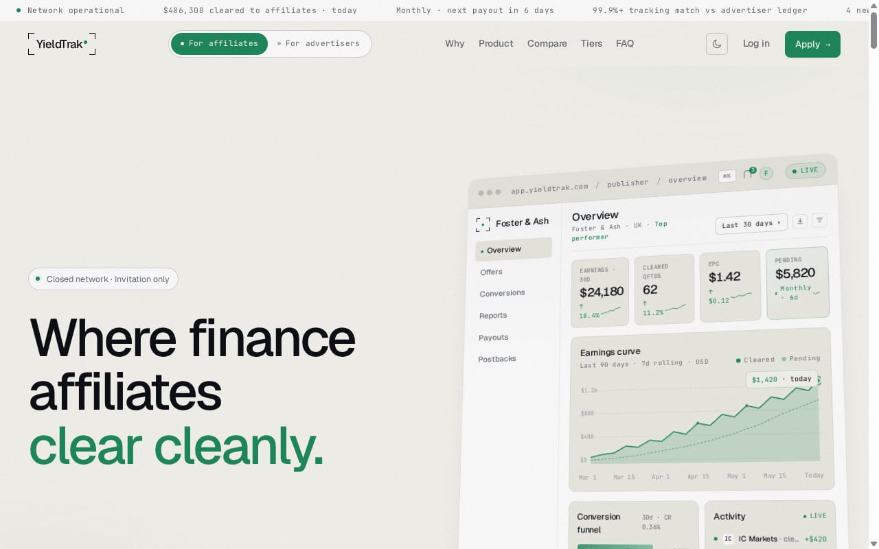 YieldTrak website screenshot